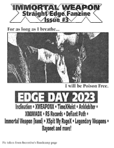 Immortal Weapon Straight Edge Fanzine Issue 3 Edge Day Cover